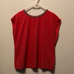 Jeweled dress shirt coral pink